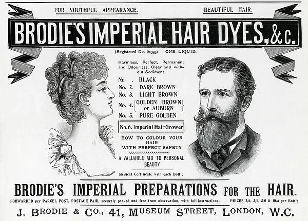 Advert for Brodies Imperial Hair Dyes 1898