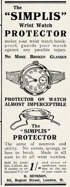 Advert for D. Bensson wrist watch protector 1916