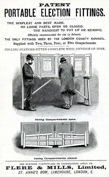 Advert, Patent Portable Election Fittings