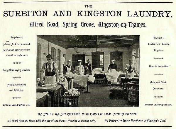 Advert, Surbiton and Kingston Laundry, Surrey