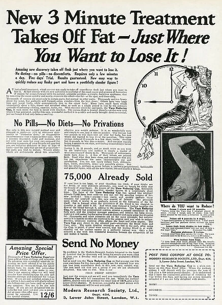 Advert for Veco reducing cup for weight loss 1926