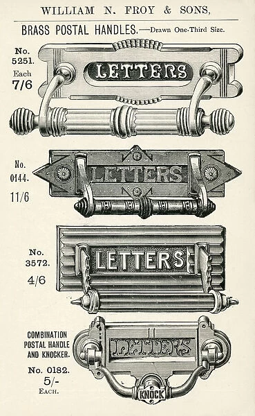 Brass postal, door handles and letter plates