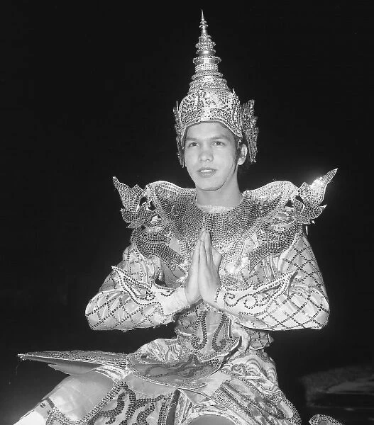 Burmese solo male dancer in traditional costume