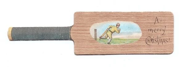 Christmas card in the shape of a cricket bat