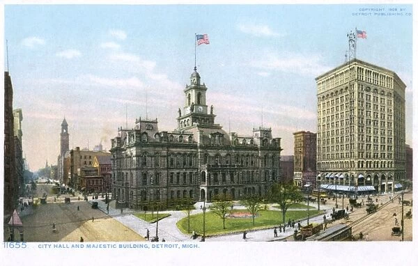 City Hall and Majestic Building, Detroit, Michigan, USA