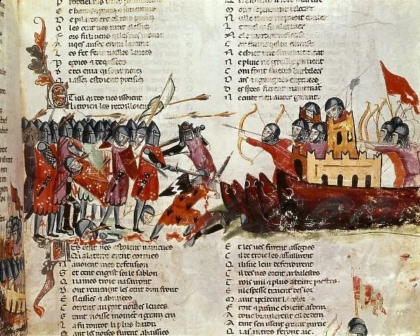 Crusades. Disembark of crusaders. Miniature Painting