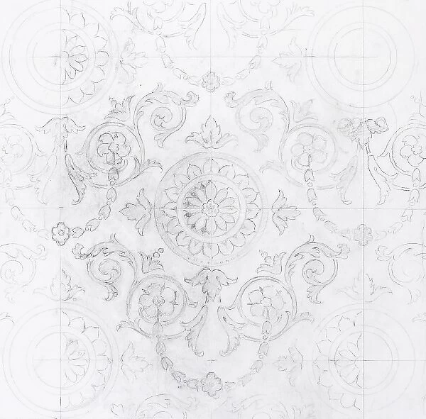 Design for Wallpaper with leaves and flowers
