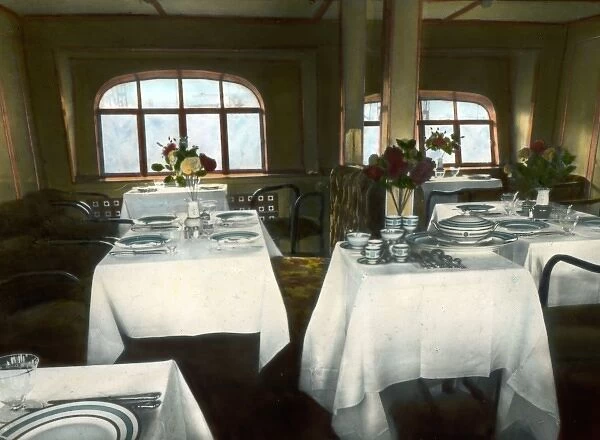 Dining room aboard the Graf Zeppelin LZ 127 colour tinted