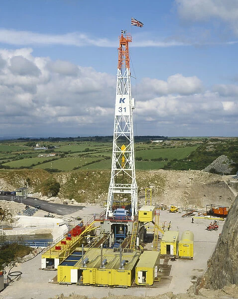Drilling rig at Rosemanowes Quarry, Penryn, Cornwall