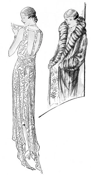 Evening gown and fur coat