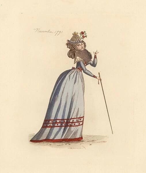French woman wearing the fashion of November 1791