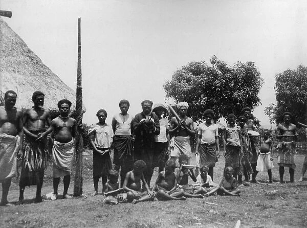Group photo of natives, Fiji, South Pacific