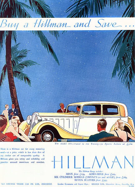 Hillman advertisement for Twenty-70 Sports Saloon