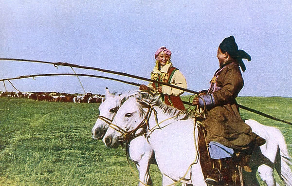 Two horsewomen, Inner Mongolia, northern China