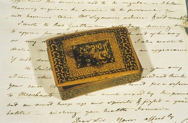 Letter from J Watt, 1803, with snuff box