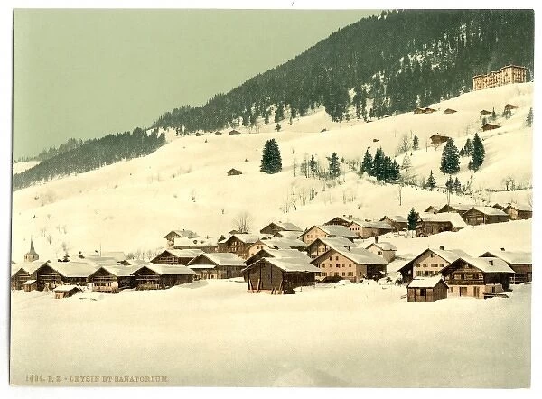 Leysin, the village and sanatorium in winter, Nand, Canton o