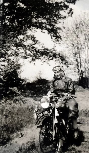 Man on a 1936 BSA motorcycle