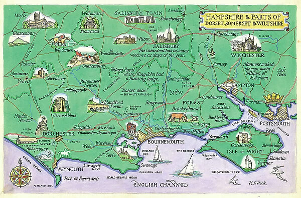 Map - Hampshire & parts of Dorset, Somerset & Wiltshire