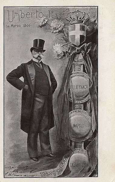 A memorial card for Umberto I, King of Italy