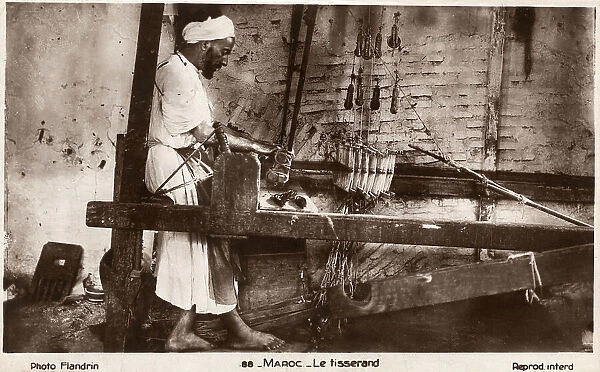 Morocco - Weaver working at his loom