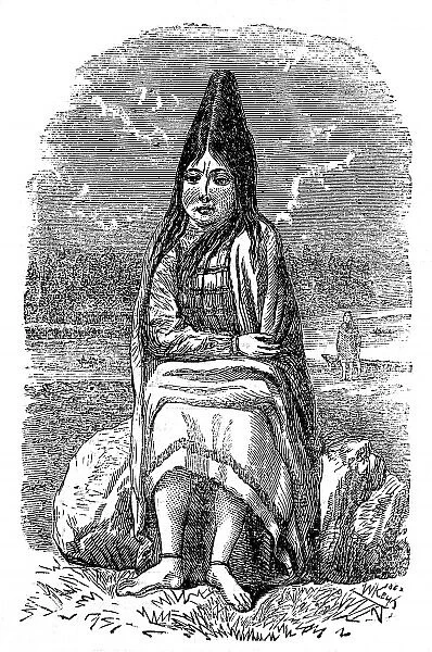 Native American Indian Girl with conical head, 1863