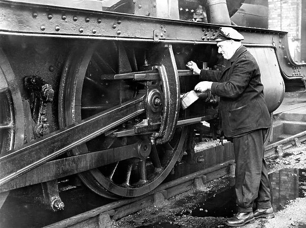 Oiling up a locomotive