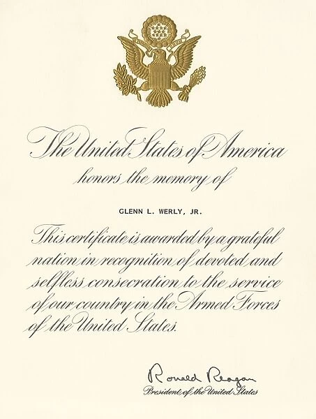 A Presidential Memorial Certificate - USA