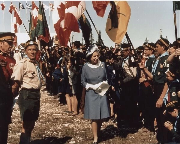 Queen Elizabeth II visiting scouts in Manitoba, Canada
