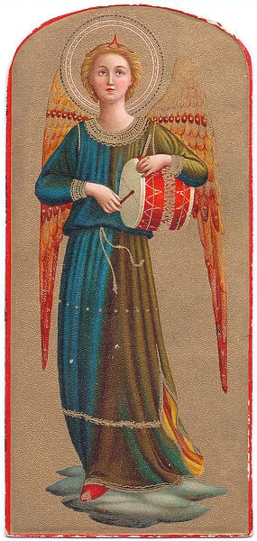Renaissance style musical angel with drum