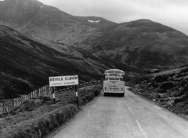 Road sign in Scottish Highlands, Devils Elbow