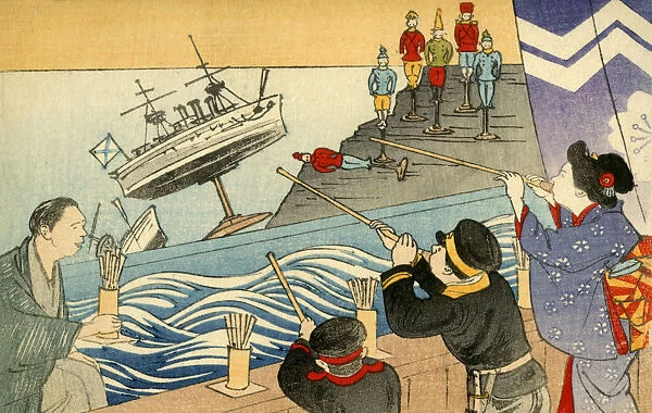Russo-Japanese War - Propaganda - Sinking toy Russian Ships