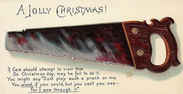 A saw on a Christmas card