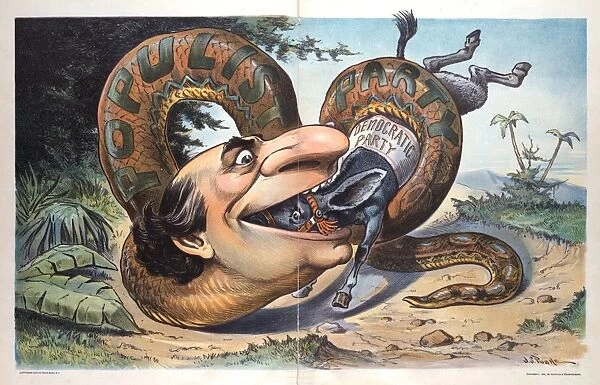 Swallowed!. Illustration shows William Jennings Bryan as a large snake