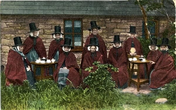 Tea Party of Women in Welsh Costumes