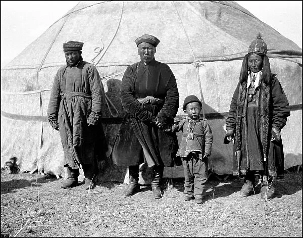 A Uyghur family and tent