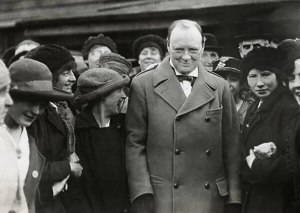 Winston Churchill with female munitions workers, 1918
