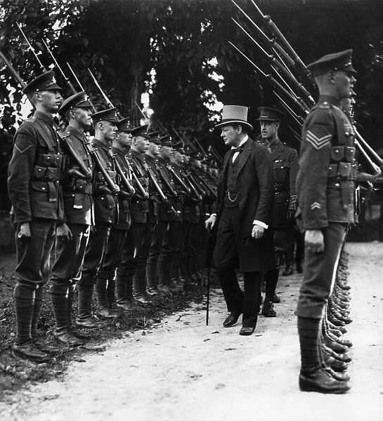 Winston Churchill inspecting troops, WW1