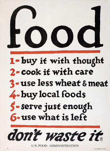 WW1 poster, Food, don t waste it
