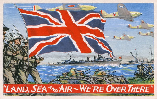 WW2 - Canadian Patriotic Postcard - Land, Sea and Air