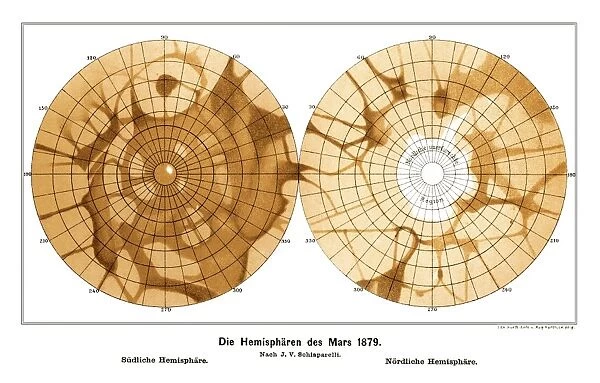 Schiaparellis map of Mars, 1879