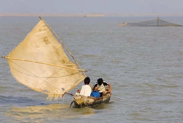 Boat on the Kaladan River, Myanmar (Burma), Asia