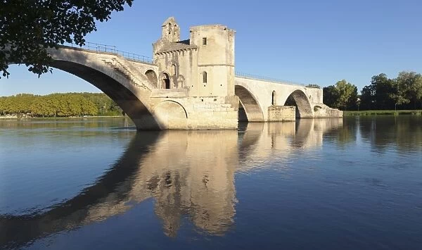 Bridge St. Benezet over Rhone River at sunset, UNESCO World Heritage Site, Avignon