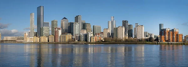 Canary Wharf cityscape panorama, Docklands, London, England, United Kingdom, Europe