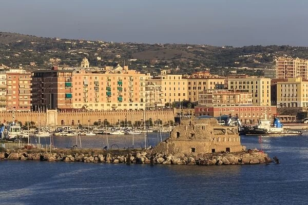 Civitavecchia and its harbour and fortifications, cruise ship port for Rome, from the sea