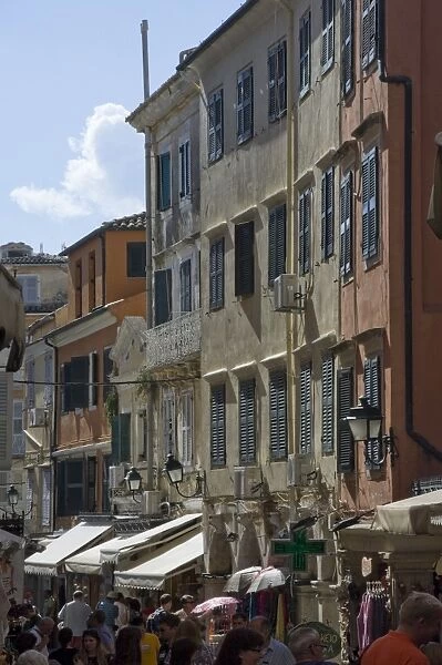 A typical street in old town, Corfu, Island of Corfu, Ionian Islands, Greek Islands, Greece, Europe