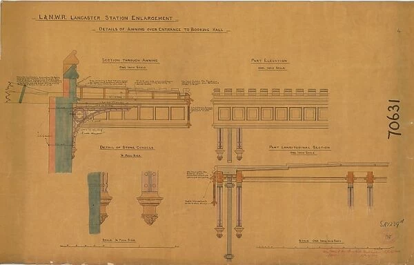 L&N. W. R Lancaster Station Enlargement - Details of Awning over Entrance to Booking Hall [1900]