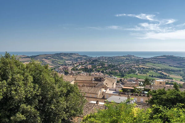 Fermo, province of Fermo, Marche, Italy, Europe. View from Fermo to the Adriatic Sea