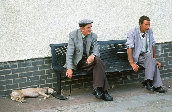 Old working class men on a council estate in Carlisle Cumbria UK