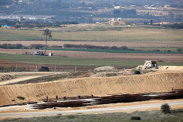Construction work can be seen on the Israeli side of the border with the northern Gaza