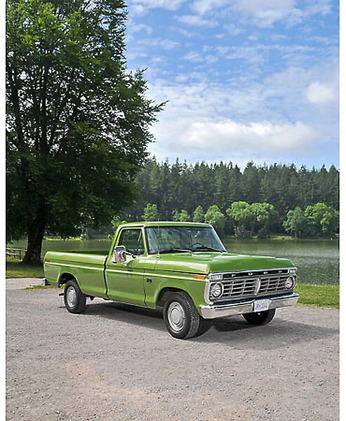 Ford Classic F100 Custom Pickup truck 1973 Green lime, metallic